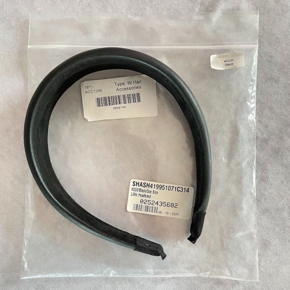 Revolve Shashi Lilith Faux Leather Headband in Black Chic Minimalist Vegan NEW!